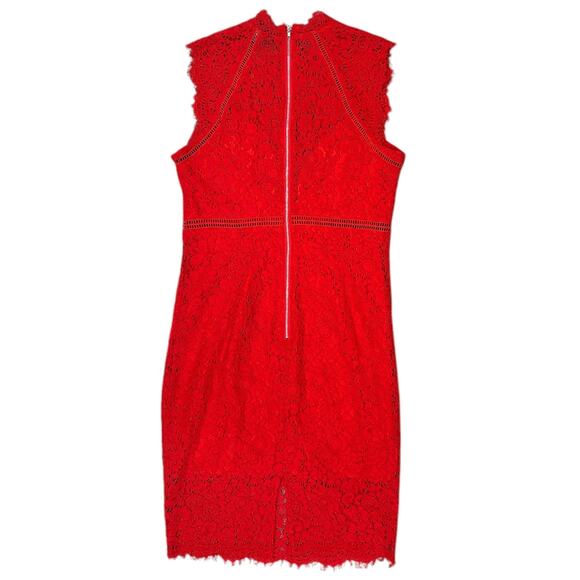 Bardot Lace Panel Dress In Lipstick - Picture 5 of 7